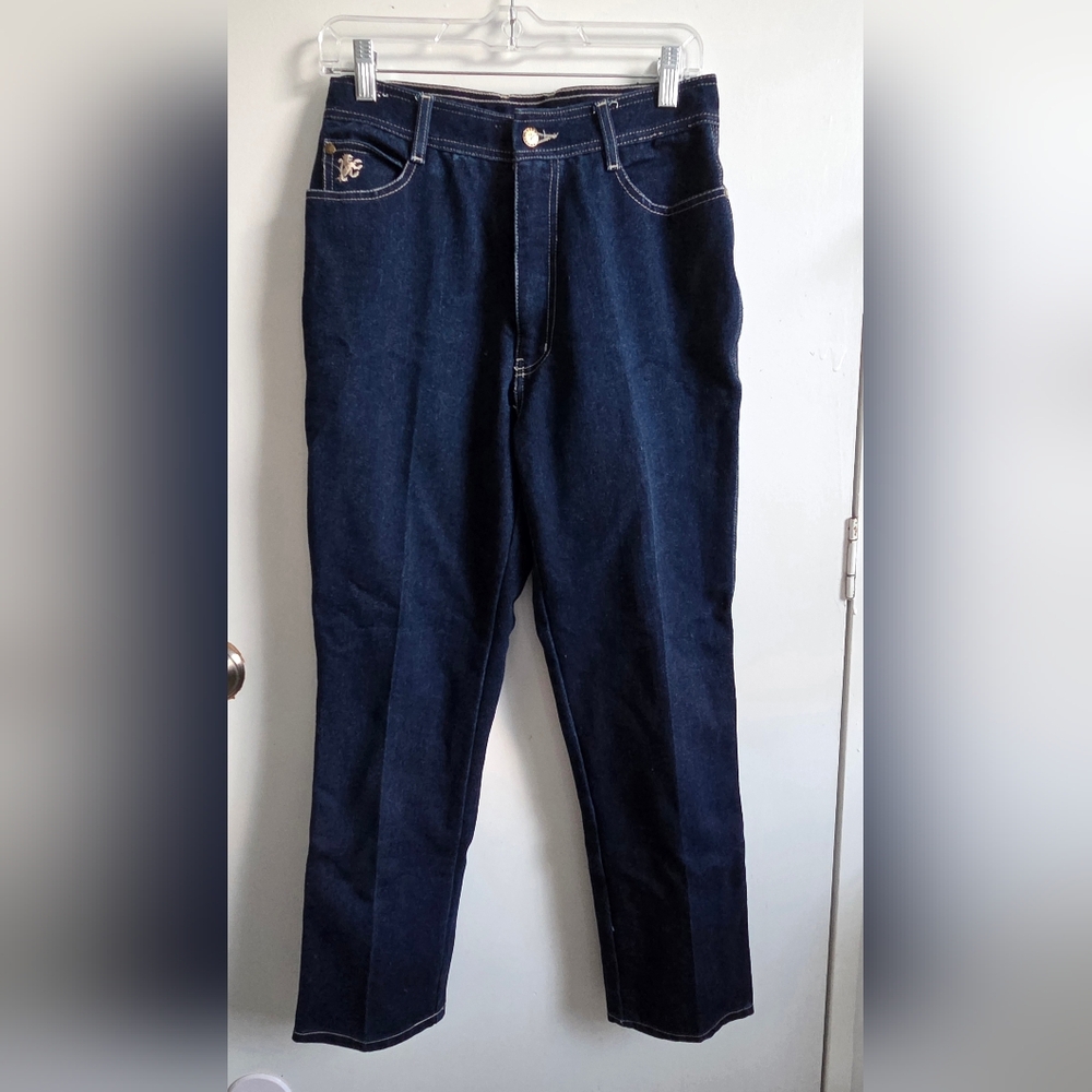 Vintage 1980s Dark Wash High Waist Braxton Stretch Mom Jeans Tapered Leg Size 16